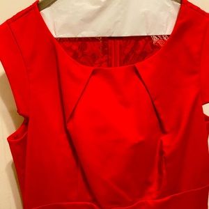 Red cocktail dress with lace back